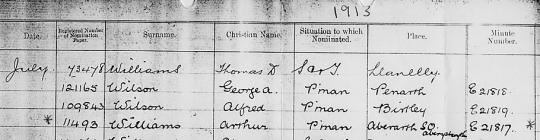 Record of Arthur Williams's appointment to...