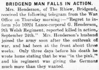 Bridgend Man Falls in Action - Glamorgan...