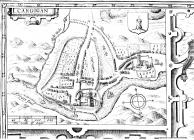Plan of Cardigan drawn by John Speed in 1610