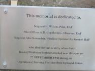 Blenheim Bomber Crash Site Plaque, Abersychan