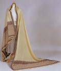 Cream woollen shawl featuring floral border,...