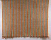 Wool blanket featuring orange/yellow stripes on...