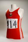 Welsh athletics vest worn by hurdler Berwyn...