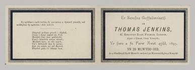 Memorial Card details for Thomas Jenkins