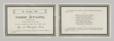 Memorial Card details for John Evans (Ieuengaf)