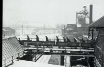 Miners end of shift Ty Trist, Tredegar, 1950