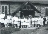 A confirmation at Beguildy Church in 1985