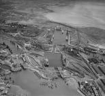 Aerial view of Cardiff Docks, 1947