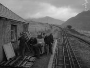 Workers repairing the line at Hebron Station