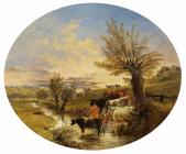 Landscape with stream and Cattle