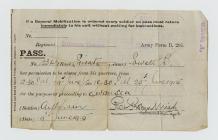 A pass issued to Private Bryn Powell of the...