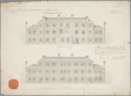 Drawings of front and back elevations of a...