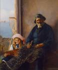 'A Tenby Fisherman' gan Edward J. Head, tua'r...