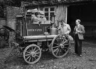 Old horse-drawn fire engine from Bryn-y-pys,...