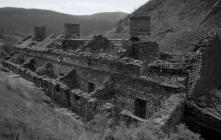 Derelict slate quarrymen's houses,...