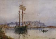 'Carmarthen Quay' gan B. Archibald Lewis, 1899 ...