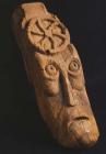 Carved wooden head from roof truss at Llangennech 