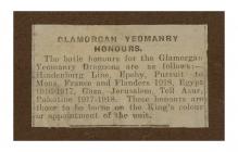 Battle honours of the Glamorgan Yeomanry during...