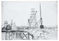 Piers Eastern Bank with Sailing Ship, Newport...