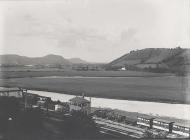 Tywi Valley view, with railway line and...