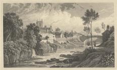 Engraved view of Berriew, c. 1830