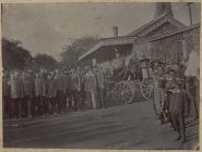 Soldiers at Sennybridge station, c. 1900