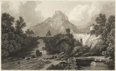 Engraving of Craig-y-Dinas, c. 1835