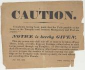 Turnpike toll caution notice, 1828