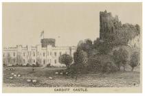 Castell Caerdydd, tua'r 1800au (print)