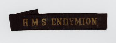 HMS Endymion hat sash belonging to James T....