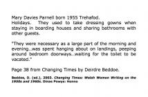 Mary Davies Parnell, Trehafod describing her...