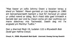 Cofnod o farwolaeth y bocsiwr Johnny Owen