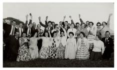 Llanwenog YFC members celebrating winning the...