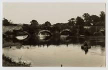 A coracle by Llechryd Bridge