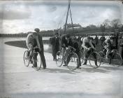 The start of a cycle race in Carmarthen Park