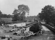 Construction of the new Irfon bridge with the...