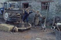 Cider making, Cilgwyn Farm Boughrood, Powys, 1977