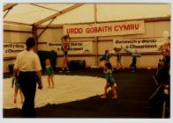 Children practice gymnastics