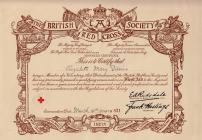 Certificate of Miss Elizabeth Mary Davies,...