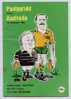 Rugby match programme, Pontypridd vs Australia,...