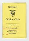 Newport Cricket Club Fixtures booklet, 1989