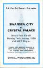 Programme cover, v. Crystal Palace, January 1980