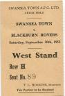 Ticket, v. Blackburn Rovers, September 1952