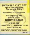 Swansea v. Macclesfield / Cambridge ticket. 3...