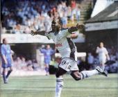 Photograph of Adrian Forbes celebrating against...