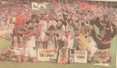 Photograph, team celebrating at Wembley, April...