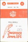 Rhaglen Pêl-droed, Swansea Town erbyn Millwall