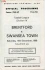 Football Programme  - Brentford versus Swansea...