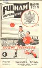 Football Programme  - Fulham versus Swansea Town