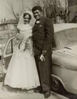 Mr and Mrs Isaacs on wedding day, London, 1962